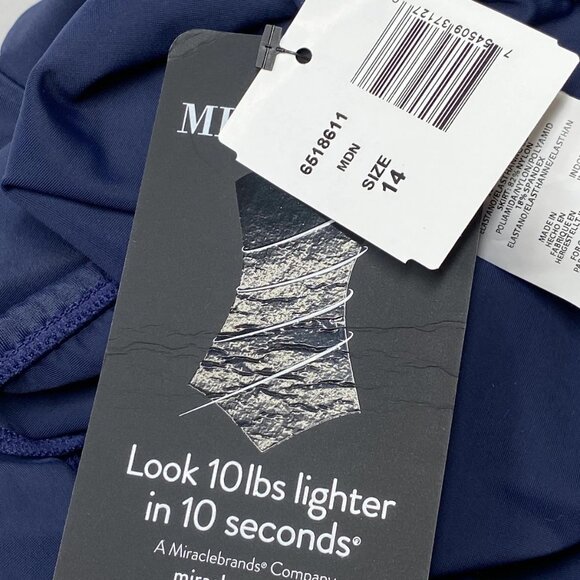 MiracleSuit Women’s Norma Jean Retro Ruching Bikini Bottom Navy Size 14 - Picture 2 of 9